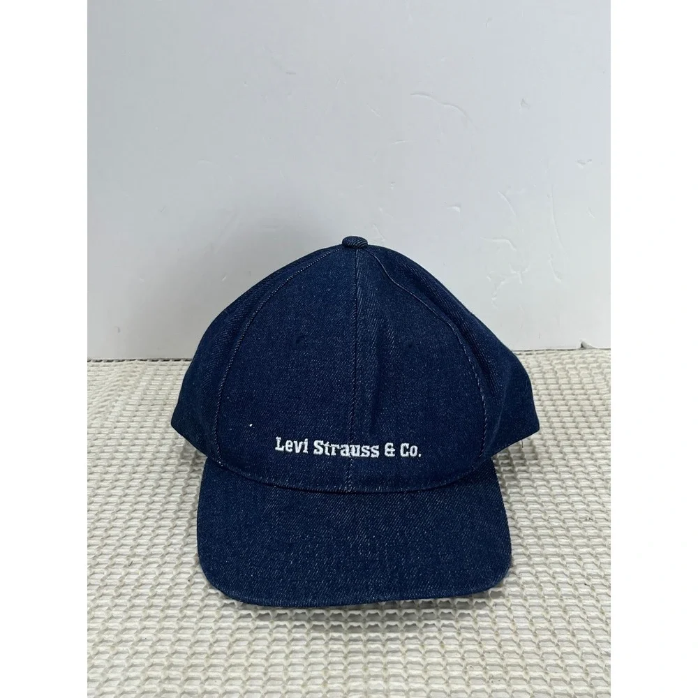 Baseball Cap Levi‎ Strauss Co Embriodered Denim Blue Adjustable Strap Cotton EUC